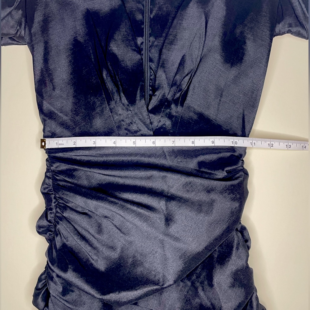 Oh Polly Black Puff Sleeve Plunge Mini Dress - Picture 6 of 7